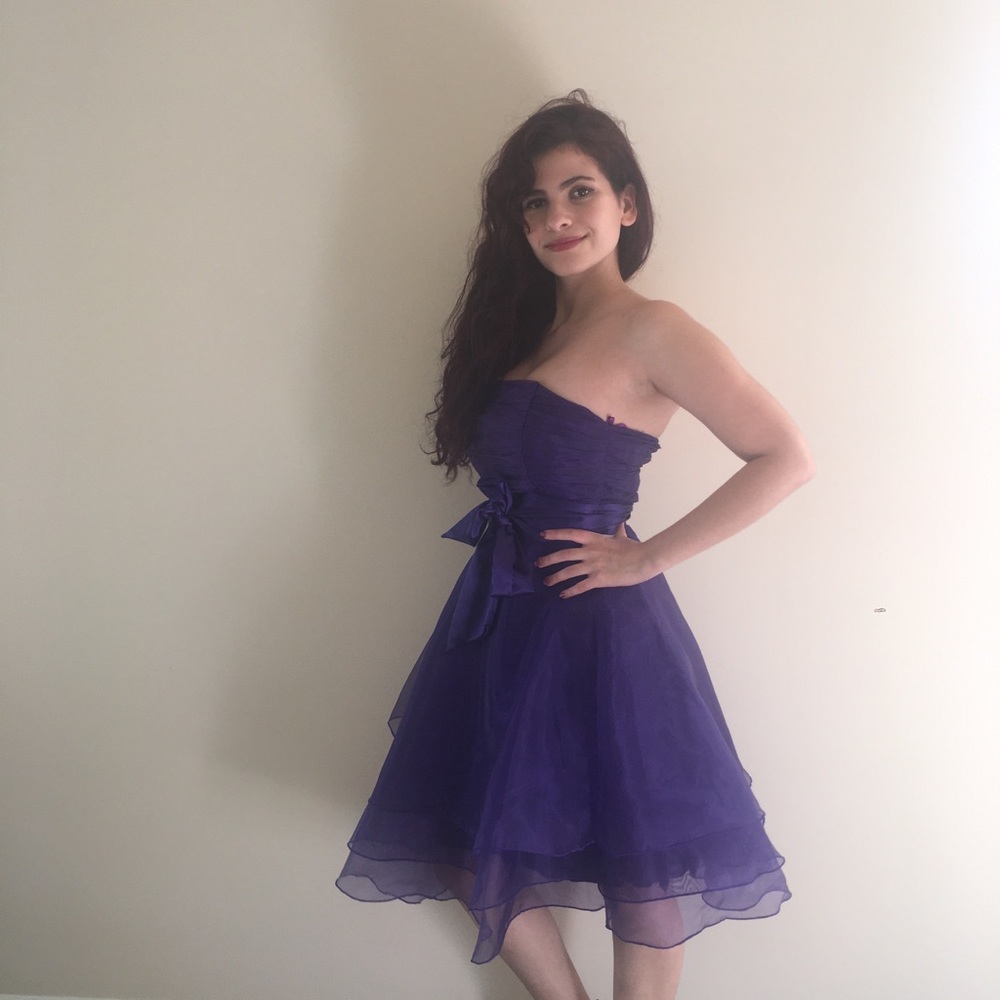 Purple strapless Tule Dress